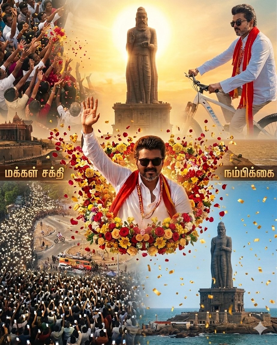 #TVKVijay‌ cycling his two wheels of 2G - Generation: GenZ Youth and Gender : Women. Future Tech announcement today with #aivision for #tamilnadu
