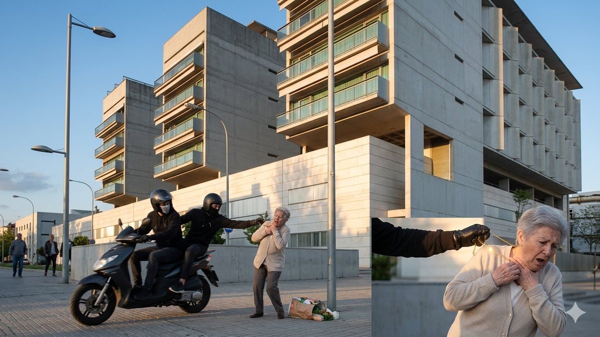 Simulación del robo que ha ocurrido hoy en la confluencia de Calle Tarfia con Calle Arzobispo Juan José Asenjo.
Mientras una señora iba a misa, le han robado con el método del tirón. <a href="/DtoBellaPalmera/">Distrito Bellavista-La Palmera (Sevilla)</a> <a href="/AlvaroPimentelS/">Álvaro Pimentel Siles 🇪🇸</a>
<a href="/splsevilla/">SPLS - SINDICATO POLICÍA LOCAL DE SEVILLA</a> <a href="/policia/">Policía Nacional</a> <a href="/SppmeaSevilla/">SPPME-A SEVILLA</a> <a href="/CSIF_PoliciaSev/">PoliciaSevillaCSIF</a>