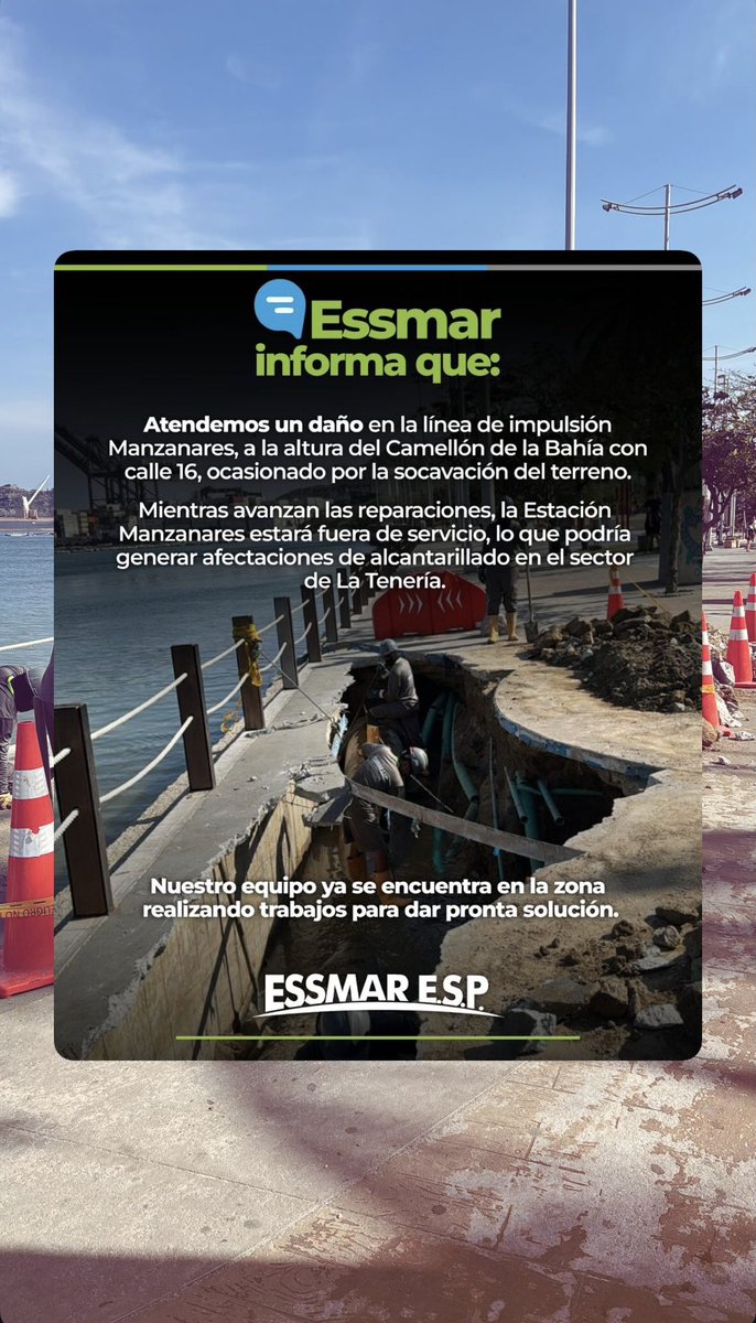 dking82's tweet photo. Advertimos varias veces a la EDUS planificando el camellón de la bahía: “cambien la impulsión y el colector que van bajo el camellón aprovechando que van hacer excavaciones”, cero atención, y la ingeniería puede no ser exacta, pero bien hecha no miente, ahora vean los resultados! https://t.co/0qqdLDqBLt