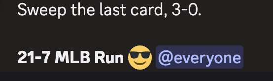 GGBettingCo's tweet photo. 21-7 on the MLB run 😎

NRFI has been absolutely cashing. 🔥📈

Don’t join the Discord. 🤑

You can watch from the timeline while we keep stacking.

Let’s keep it rolling today.
#MLB #NRFI #MLBPicks #SportsBetting #Baseball