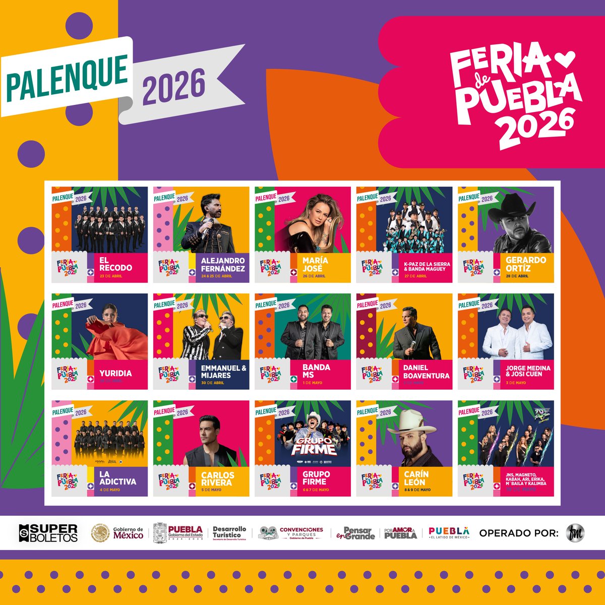 #Puebla te invita a celebrar en grande en el Palenque 2026🎡💙 #FeriaDePuebla #Fiesta
#ElRecodo <a href="/alexoficial/">Alejandro Fernández</a> <a href="/_CarlosRivera/">Carlos Rivera</a> <a href="/lajosa/">María José Loyola</a>