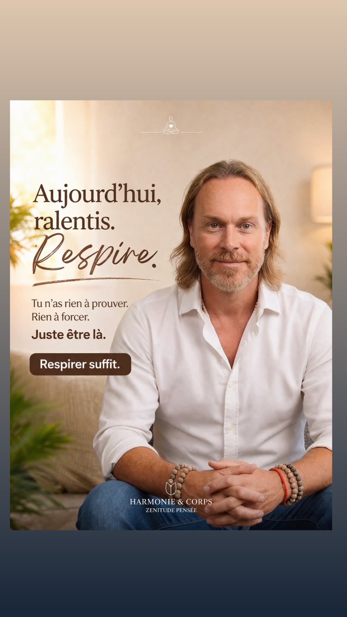 Aujourd’hui, ralentis.
Respire.

Tu n’as rien à prouver.
Rien à forcer.

Juste être là.

Respirer suffit.

Zenitude pensée 🙏🏻
Alexis

#respirer  
#paixinterieure  
#calmeinterieur  
#bienetre  
#lacherprise
