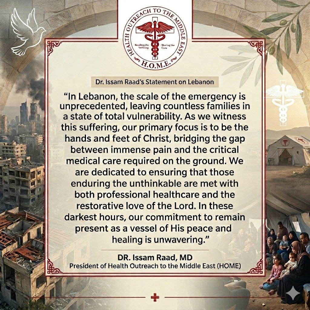 HOMEforHim's tweet photo. A message of hope and an urgent call to action from HOME’s President, Dr. Issam Raad, regarding the devastating crisis in Lebanon. Support Lebanon: https://t.co/LPHQ2RHIFz

#LebanonCrisis #MiddleEastWar #MiddleEast #HealthcareHeroes https://t.co/VPDIQ9Zk8I