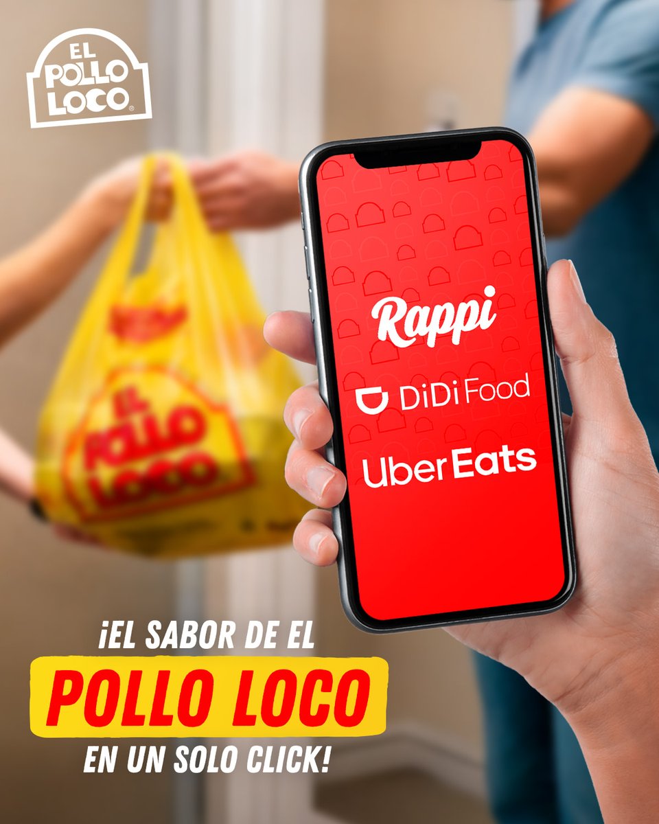 ¿Antojo de Pollo Loco? ¡Te lo llevamos! 🚗💨 

Encuentra a El Pollo Loco en tu app de delivery favorita y disfruta de la mejor comida sin complicaciones. 

¡Haz tu pedido y disfruta al instante! 📲🔥
#TodoEsMejorConPolloLoco