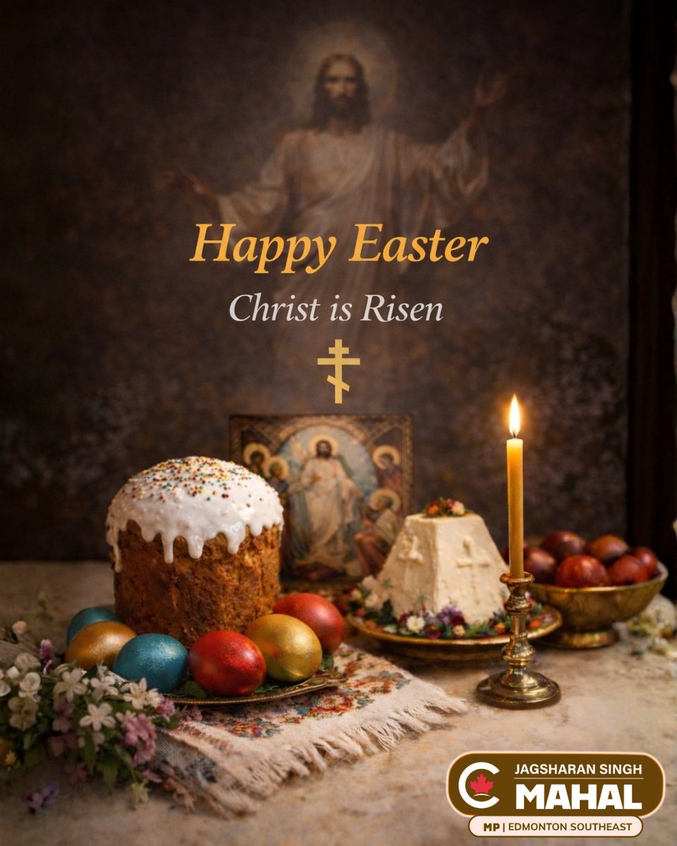 Jagsharan_Mahal's tweet photo. Extending warm wishes to Orthodox Christians on Easter. May this meaningful occasion be filled with faith, unity, and renewal.
Christ is Risen.
#JagsharanSinghMahal #EdmontonSoutheast #Easter #OrthodoxEaster #ChristIsRisen #Faith #Community https://t.co/Y49Ntifrcd