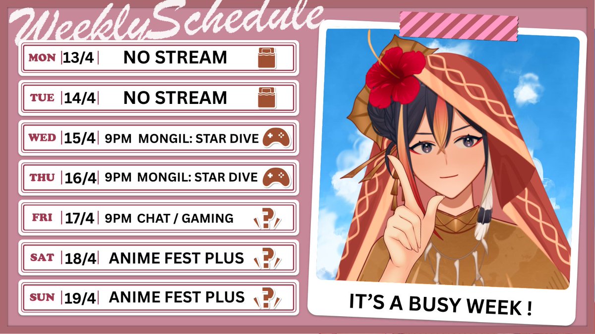 EbisuAsa's tweet photo. SCHEDULE IS UP !!! ✨
This week will have lots of stream 😇
Do follow my channel or twitter 👇
🟣https://t.co/MFDmr2NMPI
🔴https://t.co/MtMx1UTf2c
Hope to see you all soon 🫰
#Vtuber #envtuber #myvtuber #AsaGoFly https://t.co/KnlImE1fFM