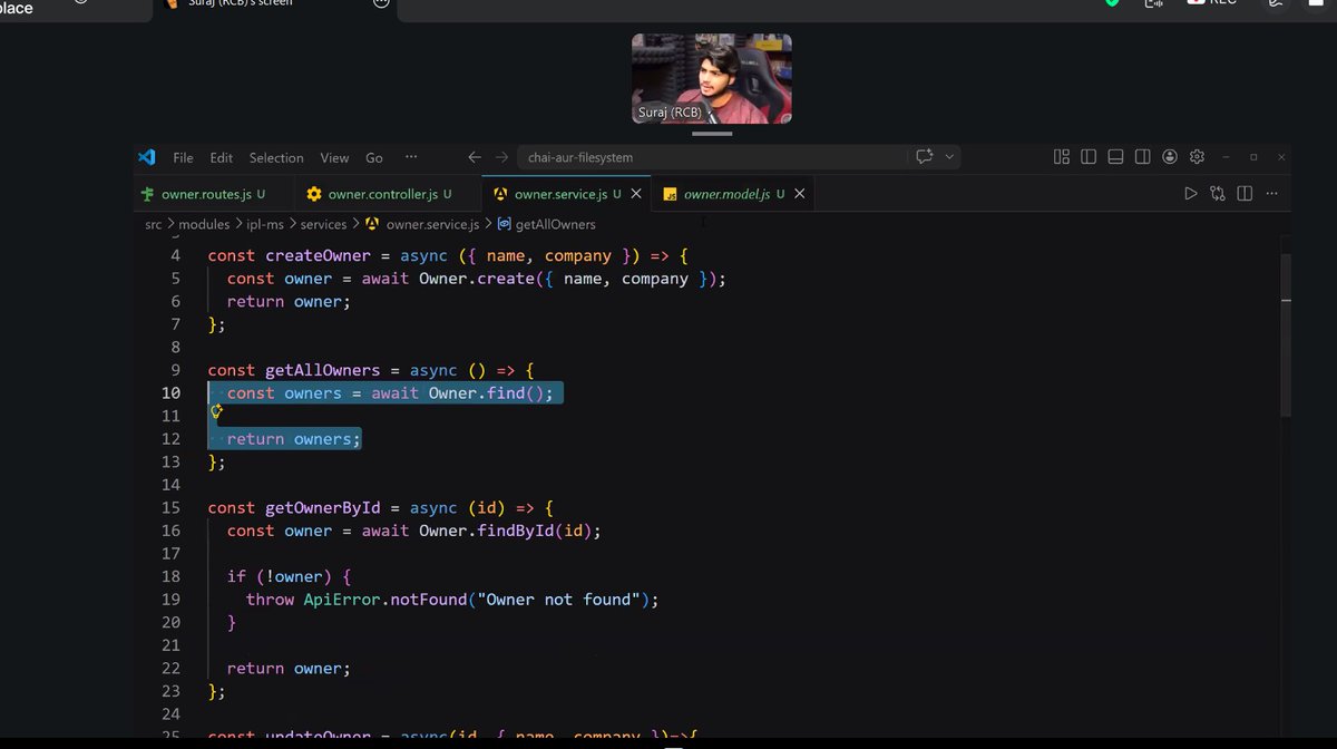 FarshorePrince's tweet image. CLASS 038: RESTful API Building by @surajtwt_

IPL Management System: Scope -&amp;gt; Db Design -&amp;gt; Modules -&amp;gt; Routers -&amp;gt; Controllers - &amp;gt; Service -&amp;gt; Api Testing 

@nirudhuuu @Hiteshdotcom @ChaiCodeHQ @devwithjay
@BlazeisCoding

#Backend #NodeJS #ChaiCode #restful