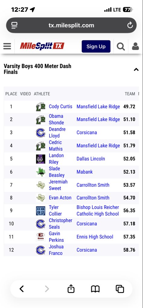 thedeandre1's tweet image. Senior season recap 🔄
100m dash- 10.82 (PR 🚨)
200m dash- 22.25 (PR 🚨)
400m dash- 51.58 (PR 🚨)
#explore #co2026 #notcommited #trackandfield #sprints #recruits