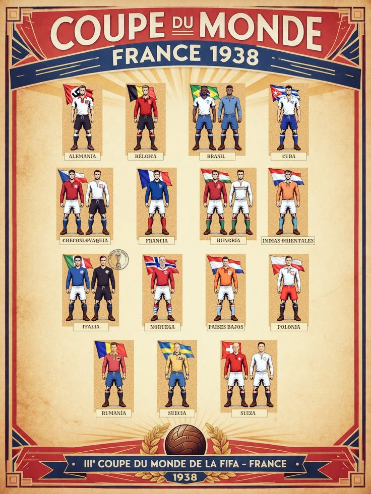 footballmemorys's tweet image. Kits for the World Cup held in France back in 1938 

#WorldCup #France #Kits