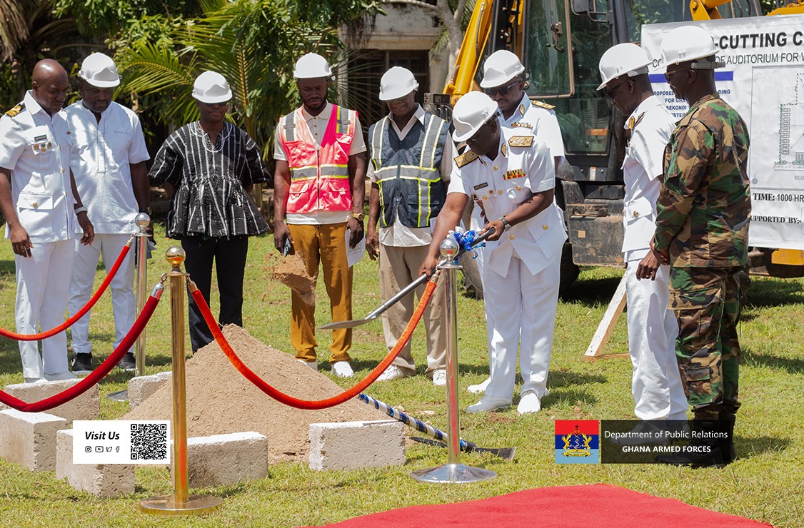 GhArmedForces's tweet image. The Western Naval Command (WNC) has held a ground-breaking ceremony on Thursday 9 April 2026, for the construction of an ultramodern auditorium at the Naval Base, Sekondi. 

The one-thousand-seater auditorium would to be a hub of training, a centre of collaboration and a symbol