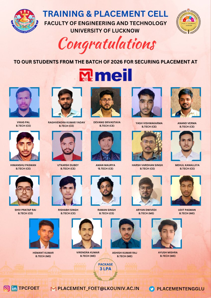 Training & Placement Cell @FoET-LU tweet media