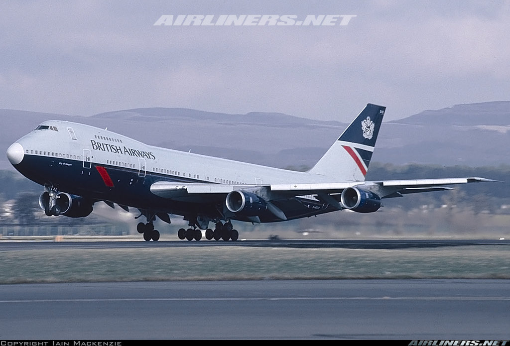 n194at's tweet image. British Airways 
Boeing 747-236B G-BDXE
GLA/EGPF Glasgow Airport
January 1999
Photo credit Ian Mackenzie 
#AvGeek #Aviation #Airline #AvGeeks #Boeing #B747 #QueenOfTheSkies #GLA #Glasgow #Speedbird #BritishAirways @British_Airways 🇬🇧