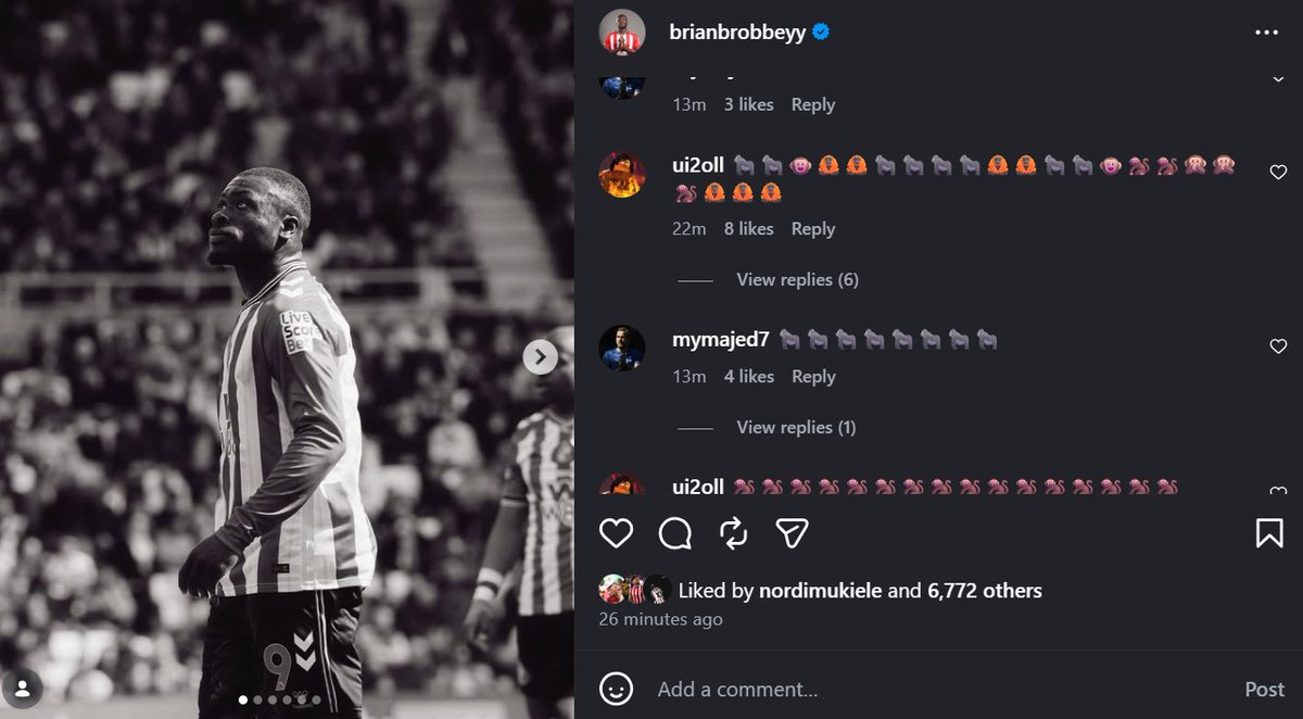 SAFCsource's tweet image. Brian Brobbey is getting an unbelievable amount of racist abuse on Instagram.

instagram.com/p/DXCncK8CMMg