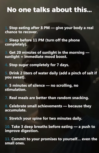 HEALTHEVITY41's tweet image. No one talks about this... Small daily habits are key to improving sleep, digestion, focus, and energy.

You don't need drastic changes... All you need is a simple, consistent commitment day after day.

Take one step today, and the rest will follow automatically.

#DailyHabits