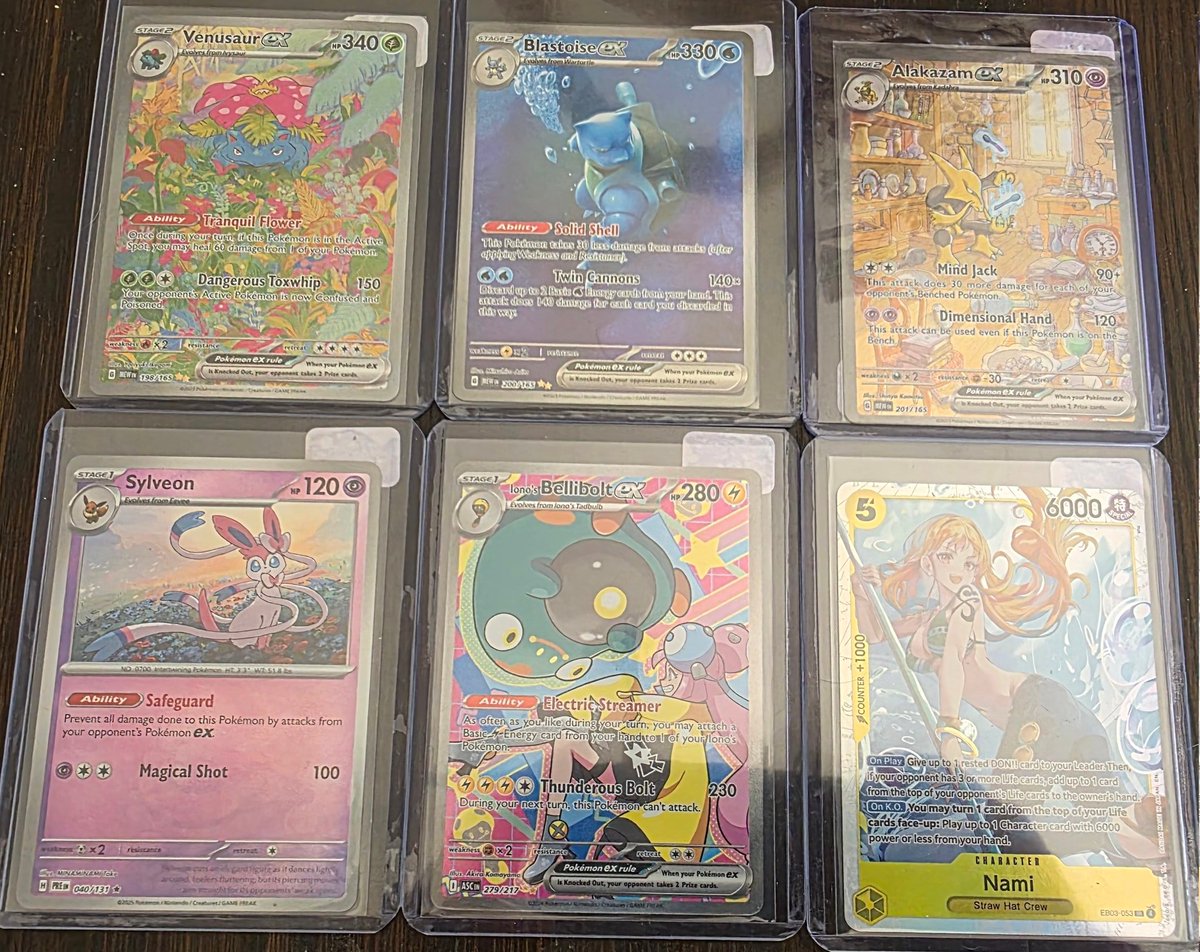 georgegervinfan's tweet photo. @cardboardbst Mtg tmnt lot 145 shipped
Venusaur 151 135
Blastoise 165
Alakazam 80
Sylveon master ball 25
Bellibolt sir 75
Nami 25 https://t.co/Hggg5VXaBK