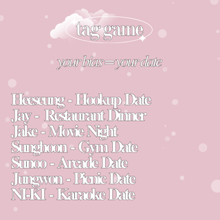 s_evva_n's tweet photo. — tag game, drop your answer with tags ..     

your bias = your date❗ 

repost and spread !   
#OUR_BOND_IS_7 
#HEAL_THE_GAP_BELIFT https://t.co/QxLz4RyZIF