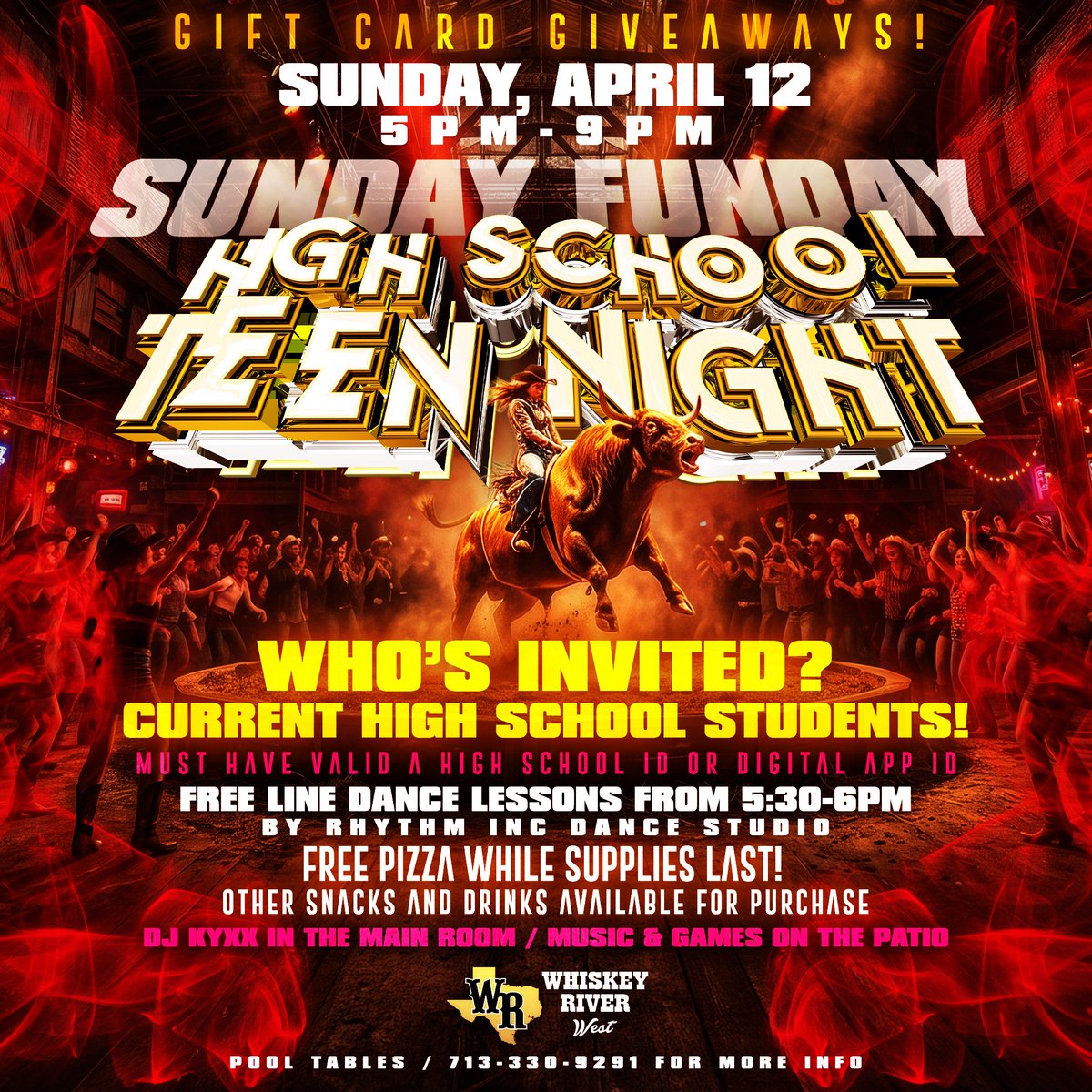 Hey parents! We heard the teens loud and clear, and we're giving it a shot! Tonight's the night — High School Teen Night from 5:00 to 9:00pm! 🍕 Free pizza kicks off at 6pm — yum! And don’t miss out on the chance to win a $50 gift card — giveaways at 5:45, 6:45, 7:45, and 8:45pm!
