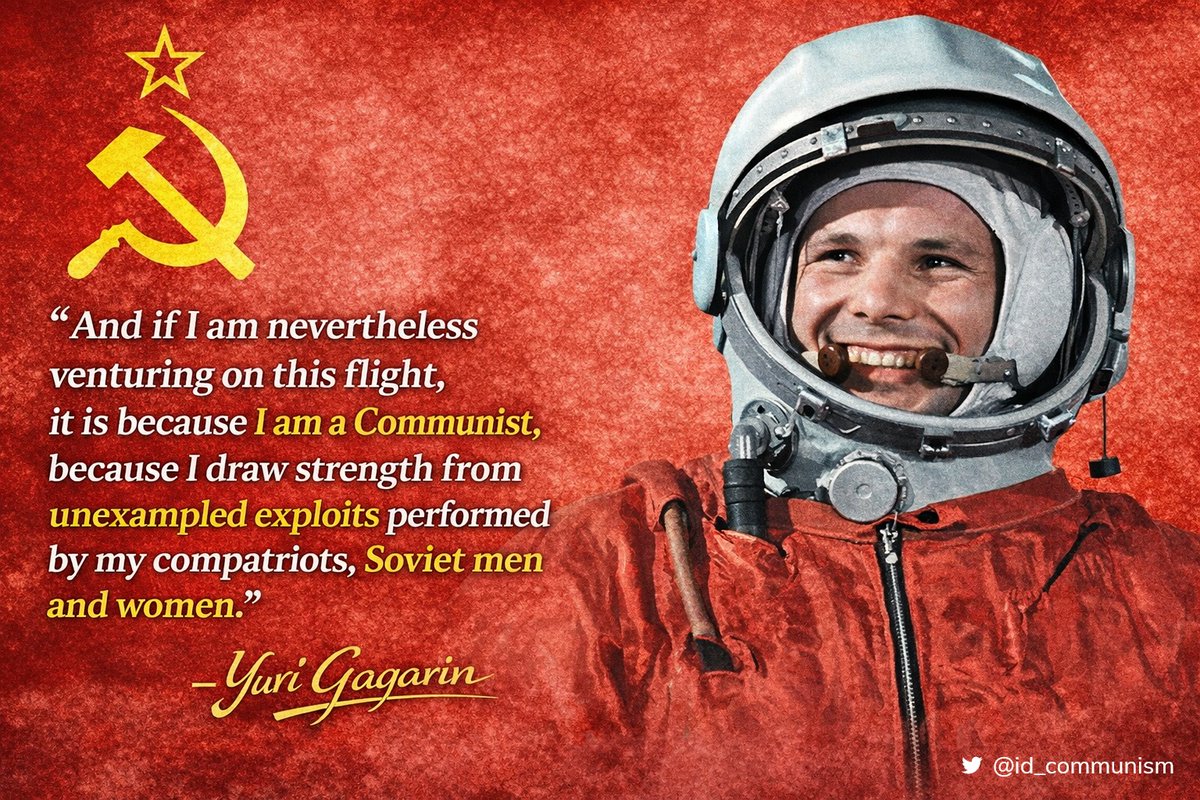 🔴  6⃣5⃣ 65 years since Soviet cosmonaut #YuriGagarin became the first human in space. Let it never be forgotten: the conquest of space was made possible by #socialism 

🔴 «65 лет со дня, когда советский космонавт Юрий #Гагарин стал первым человеком в космосе. Нельзя забывать: