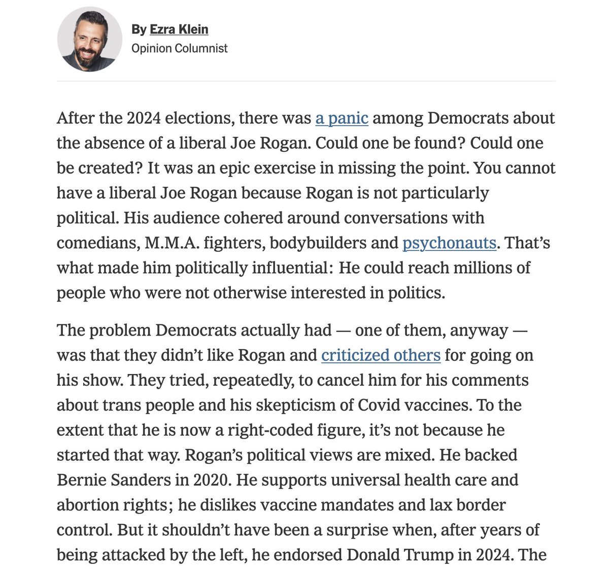 vyvanse123's tweet photo. Pretty funny for the guy who shamelessly attempted to position himself as Rogan's liberal foil to make this assertion. Also ironic that his efforts failed bc his glibness is revolting both to educated cosmopolitan libs (who see through his act) and normal, working class people. https://t.co/JT7ShtQqOi