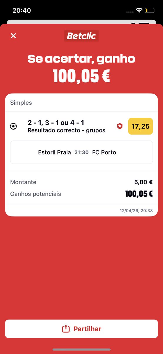 Já que o <a href="/FCPorto/">FC Porto</a> não joga nadinha 
Ainda vou meter 10 euros no resultado exato 2-2
