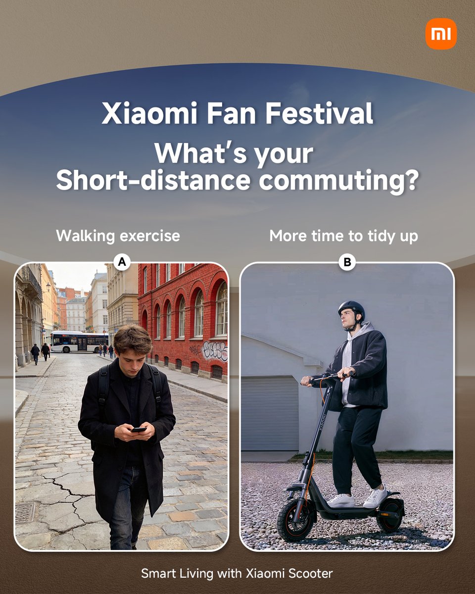 XiaomiNigeria's tweet image. A or B? 🚶‍♂️🛴

Walk it out or ride smart with Xiaomi Scooter.
Drop your choice below. 👇🏽

#XiaomiFanFestival2026 #SmartLivingMadeYours #Xiaomi #XiaomiNigeria #fypシ゚