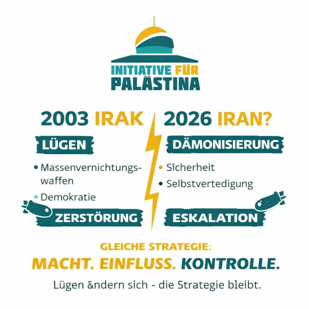 Sánchez erinnert an 2003. Damals wurden der Welt „Massenvernichtungswaffen“ präsentiert, die es nie gab. Ein Krieg verkauft mit Angst, Lügen und moralischen Phrasen – zurück blieb ein zerstörtes Land und Chaos.
Und heute? Wieder die gleiche Inszenierung. Neue Begründungen,