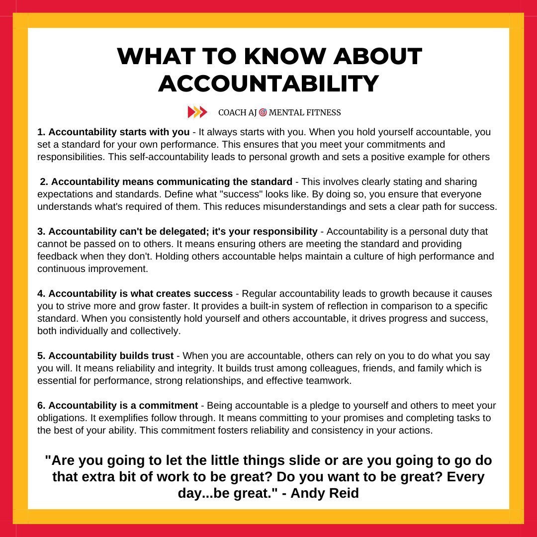coachajkings's tweet photo. @thewinningdiff1 The best teams hold you accountable because they care.

They know doesn't happen without accountability - it means ownership and holding everyone to the standard. 

Accountability is not only what you do, but also what you don't do https://t.co/KL9AOkWN0r