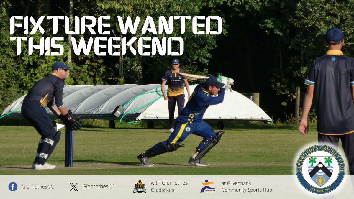 GlenrothesCC's tweet photo. 👀 FIXTURE WANTED THIS WEEKEND 

A couple of friendlies have fallen through and our first match was rained off, so we’re keen to get a game in. 

Looking for a club to host a friendly on Sat or Sun. 

Flexible on format/start time - get in touch if you’ve got availability. https://t.co/5eGerZhPwL