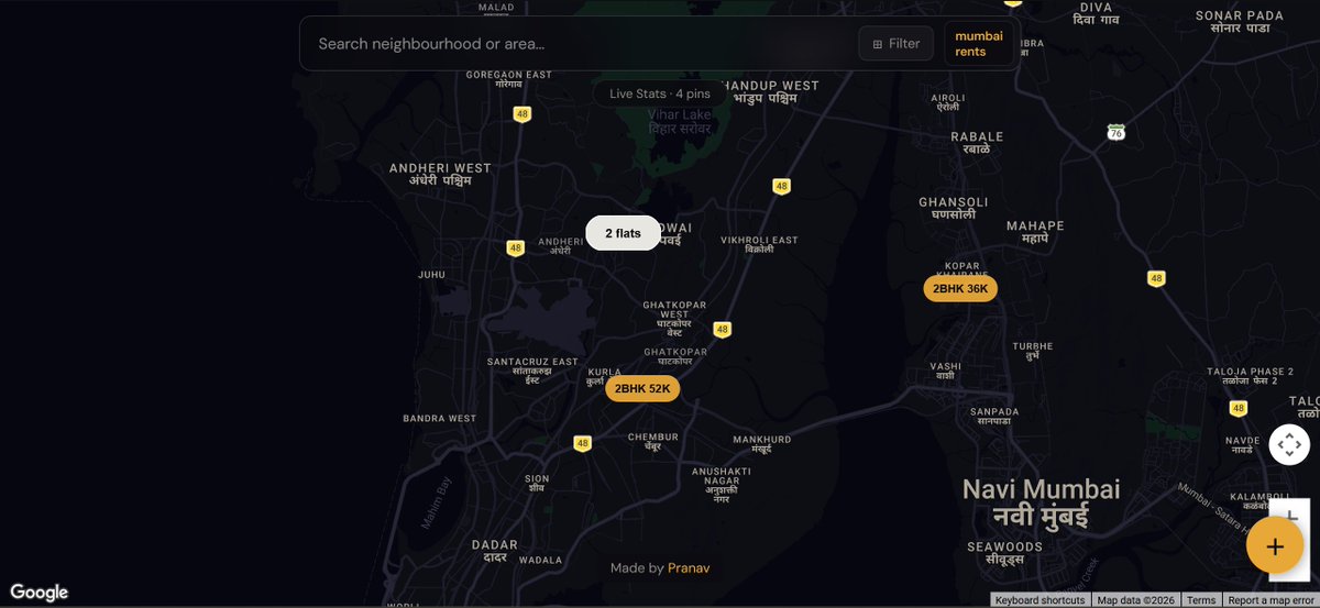 built an anonymous rent map for mumbai

no listings. no brokers. just what real people actually pay.

tap, drop a pin, see what your area really costs.

mumbairents.com