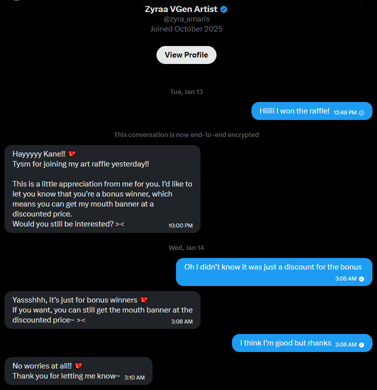 KaneKosmosVT's tweet image. Was looking through my old dms and found this one too, least after they were nice and left it at the no thanks