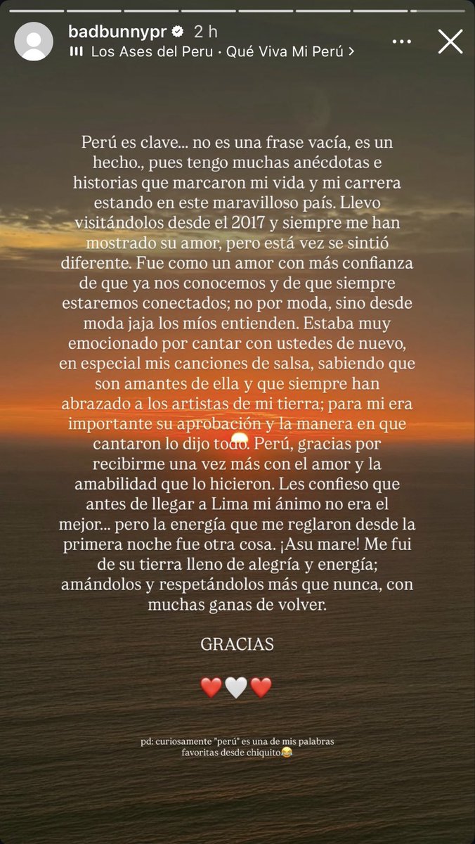 Bad Bunny no está en Lima. Eligió hoy para recordar su paso por aquí hace unos meses 👀🫣