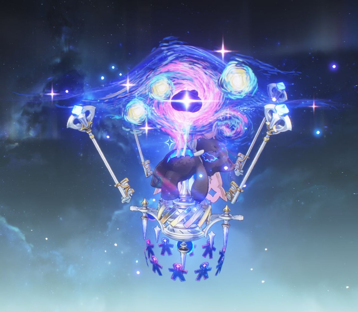 Leaks !!!

Denia’s weapon having the starry sky spilling out of it is so interesting to me, it feels so metaphorical like it’s trying to say there’s so much more inside her than what’s shown on the outside, but the center looks like Aleph-1, because she’s still controlled