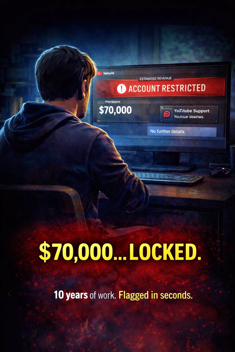 Pro_Wokanda's tweet photo. @bugyhuggy 🗓️ March 12 – The ��Golden Cage”
Earn $70K… then get locked out like it’s a VIP prison. 💰🚪
No strikes. No warnings. Just silence and a frozen balance. Funny how success suddenly becomes “suspicious”
AI doesn’t just flag content… it freezes livelihoods.
#UnitedForBanned #Day332 https://t.co/yoI6YLZcwL