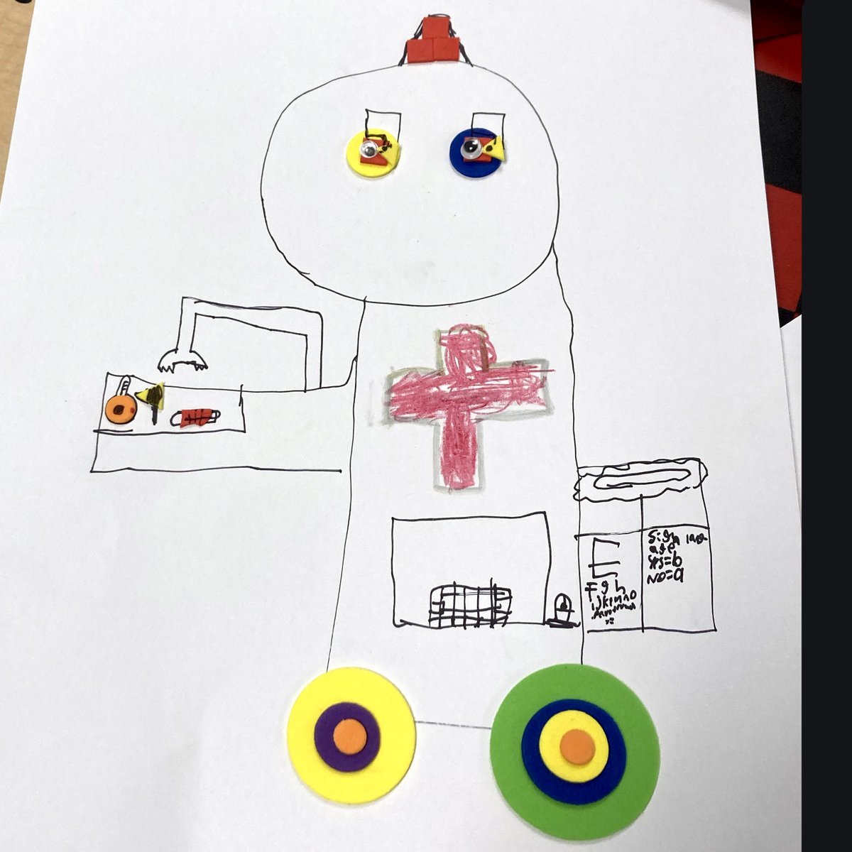 InkWellKids's tweet photo. The Ink Well Kids crew was at Bellevue Hospital for March of the Robots! Using sticky shapes, reflective paper, googly eyes, and heaps of imagination, the kids designed their very own rad robot characters. One boy announced, "I made a Medical Robot that helps people!" 🤖 https://t.co/tF4aJMnVln