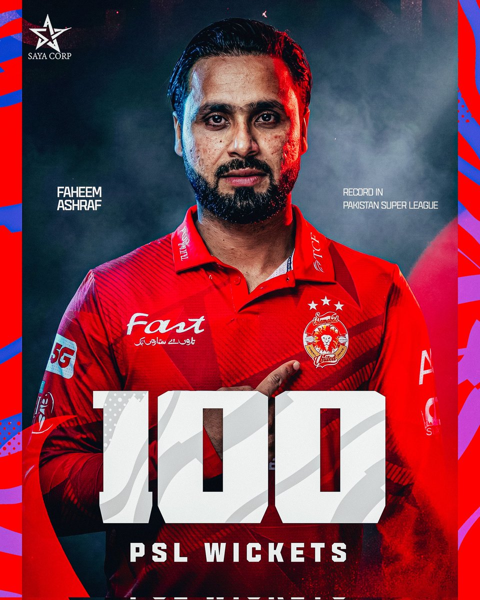 SayaCorps's tweet photo. A ton of wickets for Rana g😎
#Faheem the fighter 💪 reaches 1️⃣0️⃣0️⃣ wickets in HBL PSL, proving yet again why he’s one of the most reliable match-winners in the league 🏏
A true all round force who delivers when it matters most this is just the beginning 🚀
#RiseAndRise #MoreThanAthletes #SayaCorporation
#HBLPSL11
#IUVHYK
@TalhaAisham
