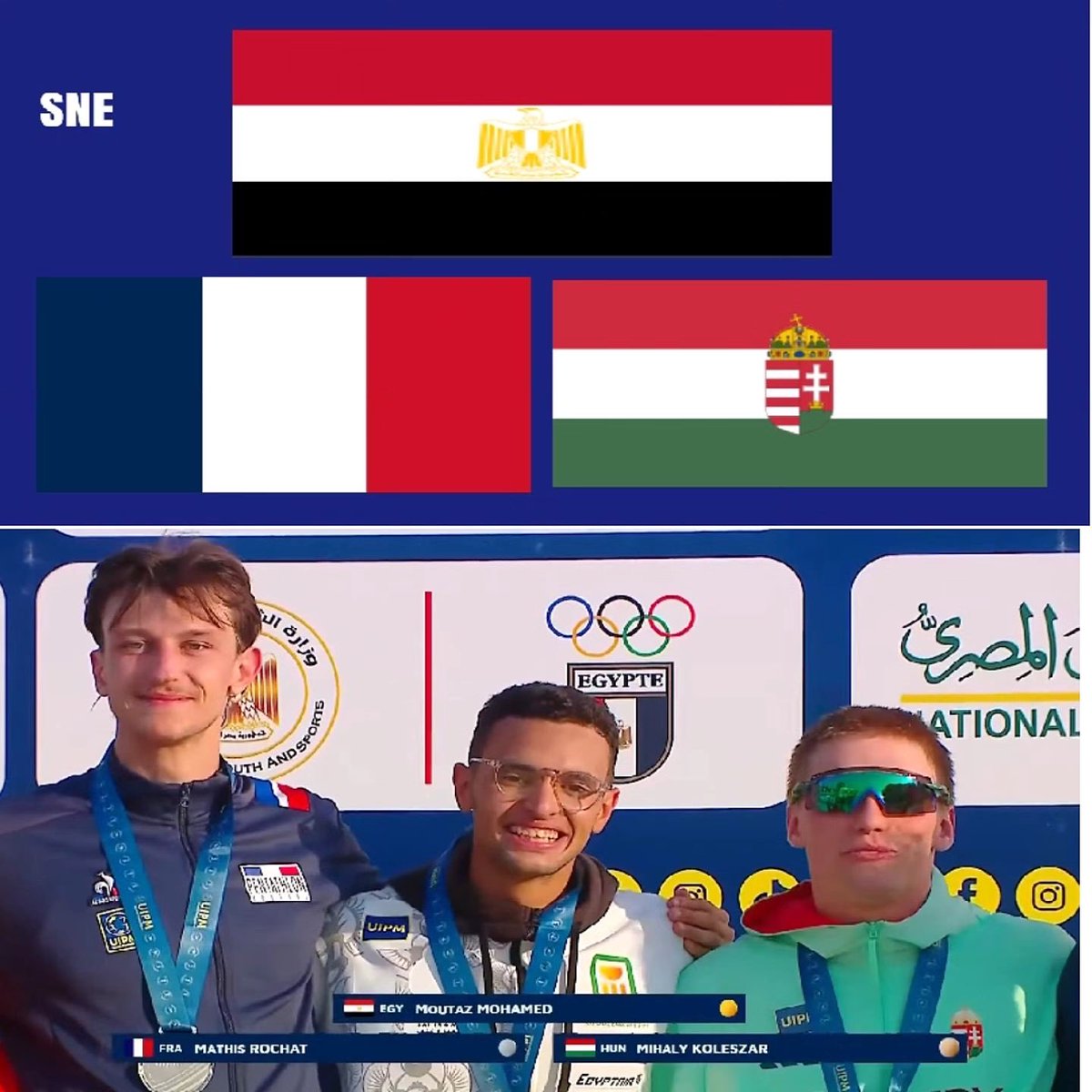 #تااااااااااااااااريخي ـ علم مصر يعتلي فرنسا والمجر وعمالقة اللعبة في العالم بفوز بطلنا معتز محمد بالميدالية الذهبية لبطولة كأس العالم للخماسي الحديث بالقاهرة 🏆🇪🇬💪