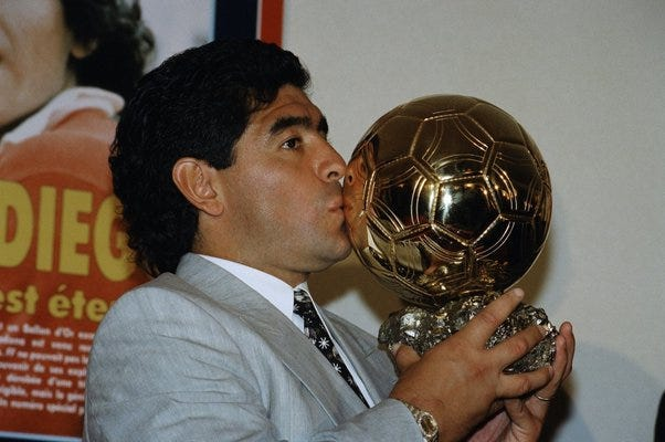 loniyolomode's tweet photo. @MessiStatsCount @ballondor Honourary Ballon Dor, also confirmed by france football that he would have won it in 1990 and 1986 if it wasnt only for european players https://t.co/IMcU5RMUXf