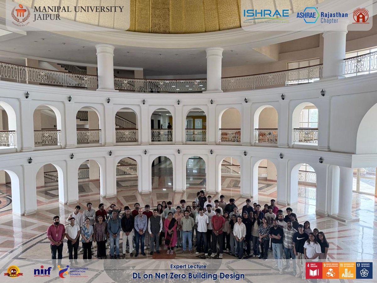 MUJ_Arch's tweet photo. Successfully hosted an Expert Lecture on Net Zero Building Design 🌱
Grateful to Mr. Ashu Gupta for sharing valuable industry insights.
Thanks to ASHRAE &amp; ISHRAE for the collaboration.
#NetZero #MUJ #SustainableDesign https://t.co/Yn3l7pkwpc