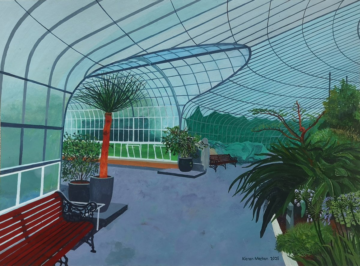 'Kibble Palace Interior' 16x23" wide. Acrylic on Board. 2025. #art #painting