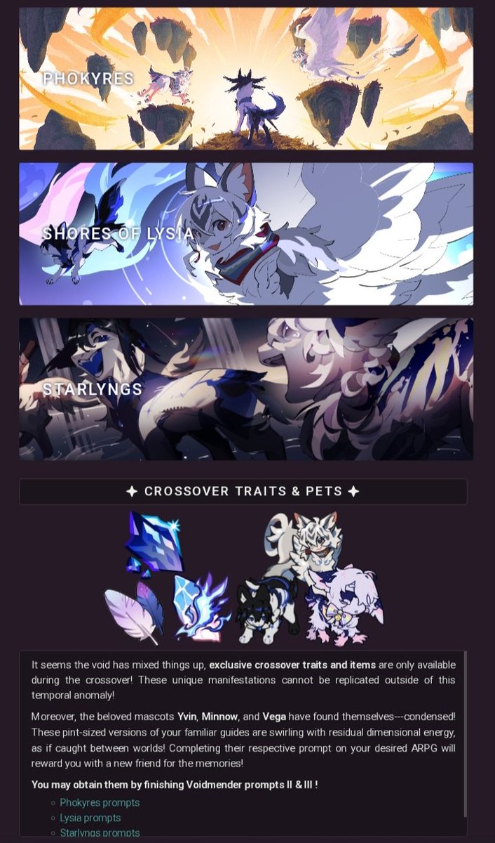 Hey there is an event going on in one of the closed species i became Guest Artist on! Check it out!

toyhou.se/~forums/5868.s…

It looks super cool, there is some art prompts that go across the Three different species args! 

#closedspecies