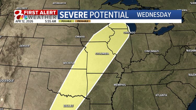 SchwentWX's tweet image. SEVERE POTENTIAL: We are tracking the possibility of some stronger storms on Tuesday and Wednesday. Still a lot of questions about who gets the worst of it. You'll want to stay tuned to the forecast.

#mowx #midmowx #komuwx