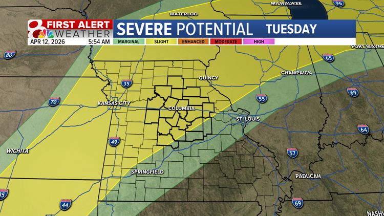 SchwentWX's tweet image. SEVERE POTENTIAL: We are tracking the possibility of some stronger storms on Tuesday and Wednesday. Still a lot of questions about who gets the worst of it. You'll want to stay tuned to the forecast.

#mowx #midmowx #komuwx