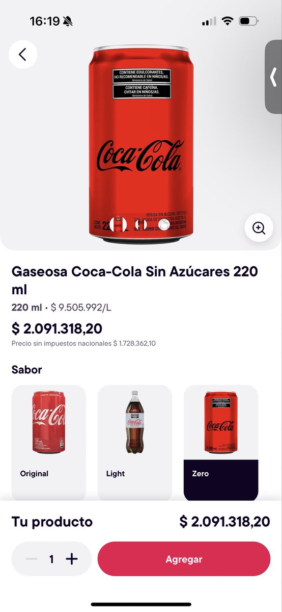 che aumentó un poco la coca zero puede ser?????