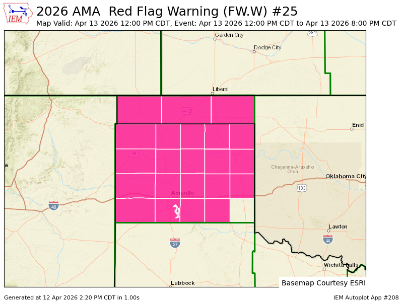 AMA issues Red Flag Warning valid at Apr 13, 12:00 PM CDT till Apr 13, 8:00 PM CDT mesonet.agron.iastate.edu/vtec/f/2026-O-…