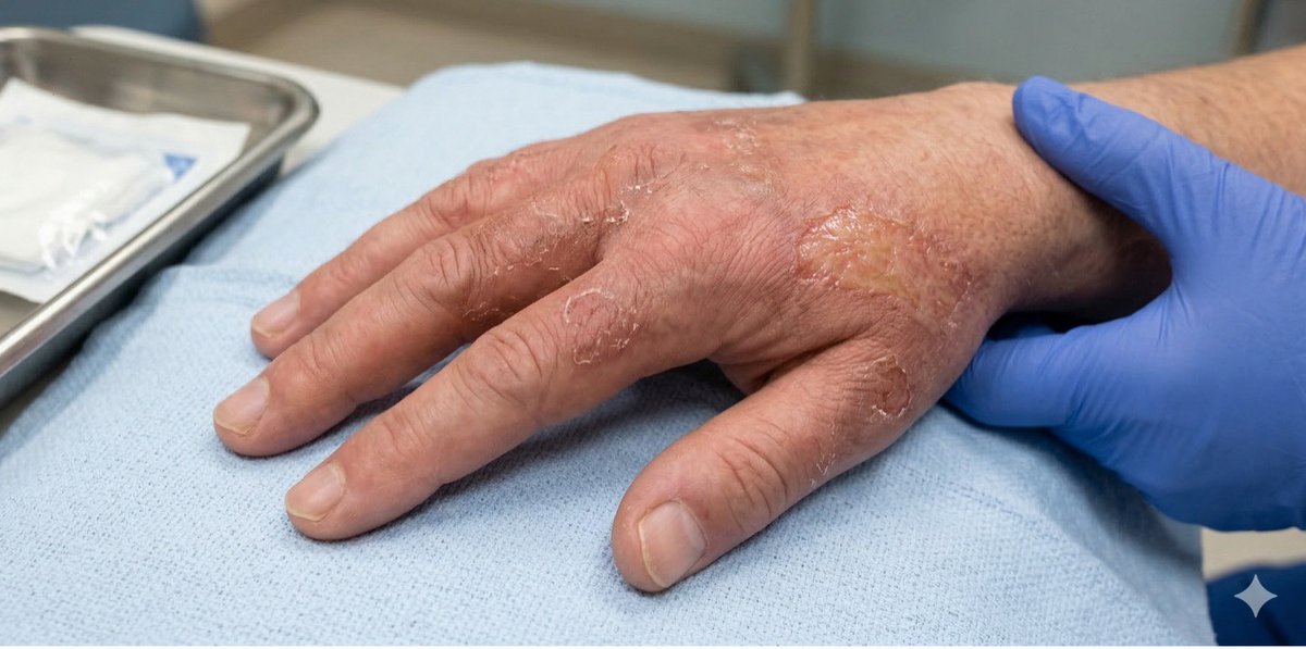 ALiEMteam's tweet photo. ACMT Toxicology Visual Pearl: Delayed Skin Burn

What type of burn may not develop findings shown until days to weeks after the exposure?

*Chemical
*Electrical
*Radiation
*Thermal

Read more: https://t.co/ZHRVe1sanr

@acmtmedtox https://t.co/mLPCsjsjCH