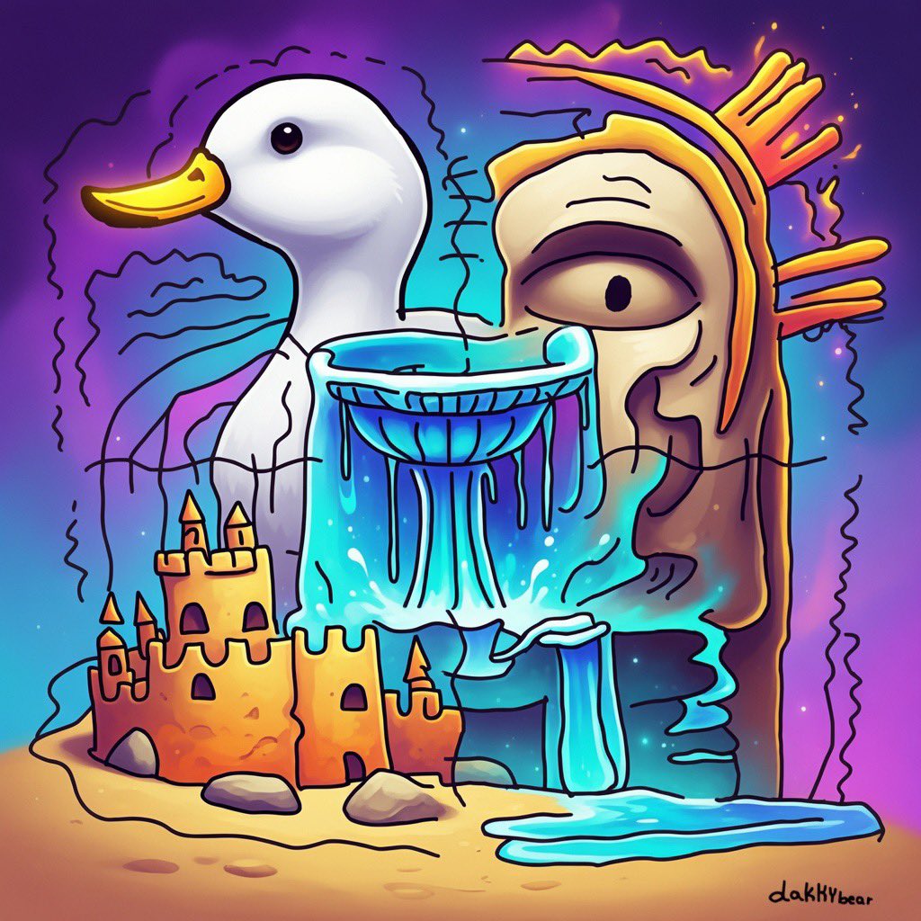 Cryptorockstar's tweet image. 🦆💦 “Duck Fountain of Eternal Chaos” just dropped
Cute duck. Nightmare waterfall. Melting Liberty staring into your soul.
Brutally raw NFT energy. Zero chill.
Part of the @Brutally_Raw collection.
Collecting or scrolling? 👀
#NFT #BrutallyRaw