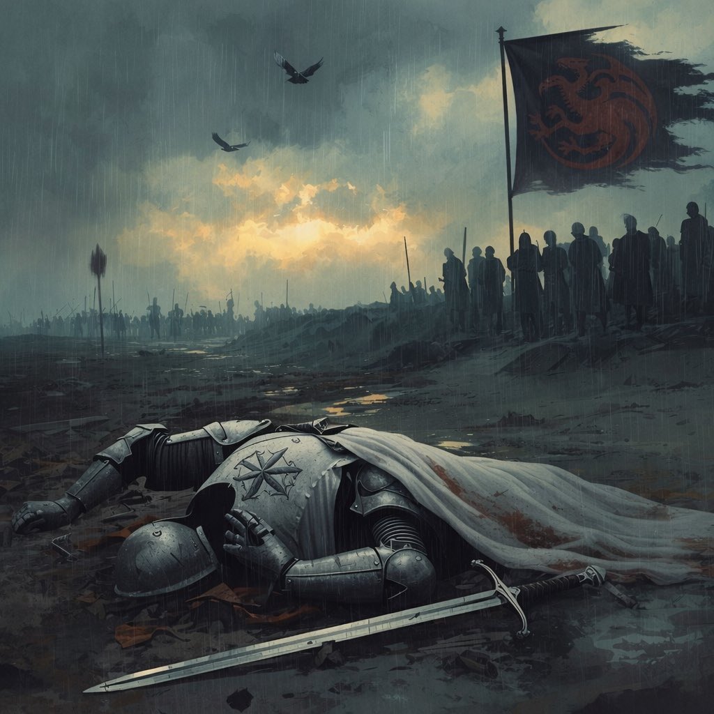 gotuniverse96's tweet photo. Predicting what is next on:
#houseofthedragon Season 3

It can be a Spoiler ‼️🚨

Who can be the headless knight lying on the ground? https://t.co/HNWCMfe5xK