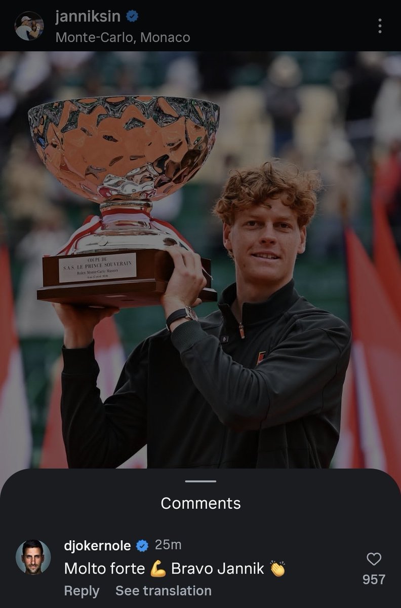 From the last person to win the first 3 Masters of the year 🫡🤝

“Molto forte 💪 Bravo Jannik 👏”