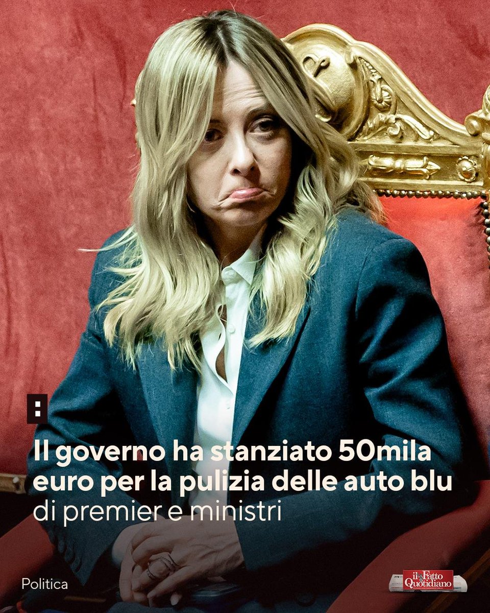 serebellardinel's tweet image. Solo con 50 mila euro che spende #GovernoMeloni, per autolavaggio auto Premier #Meloni, Ministri, Sottosegretari e Funzionari, ci avrebbe sfamato tanti #italiani in #povertà assoluta per i quali ha abolito #RedditoDiCittadinanza! Siate maledetti anche voi che l'avete votata!