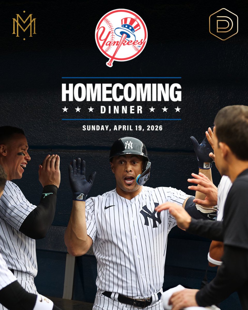 MMEventGroup's tweet photo. We’re just one week away from the @Yankees Homecoming Dinner, getting excited? Us too.  

It’s a night you won’t want to miss, email yankeedinner@mmeventgroup.com for more information. Happy Homecoming! ⚾️ https://t.co/jpWIO6gaUK